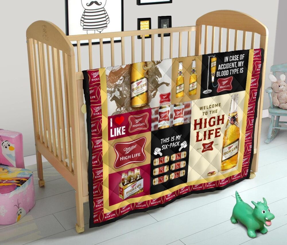 Miller High Life Quilt Blanket Funny Gift For Beer Lover