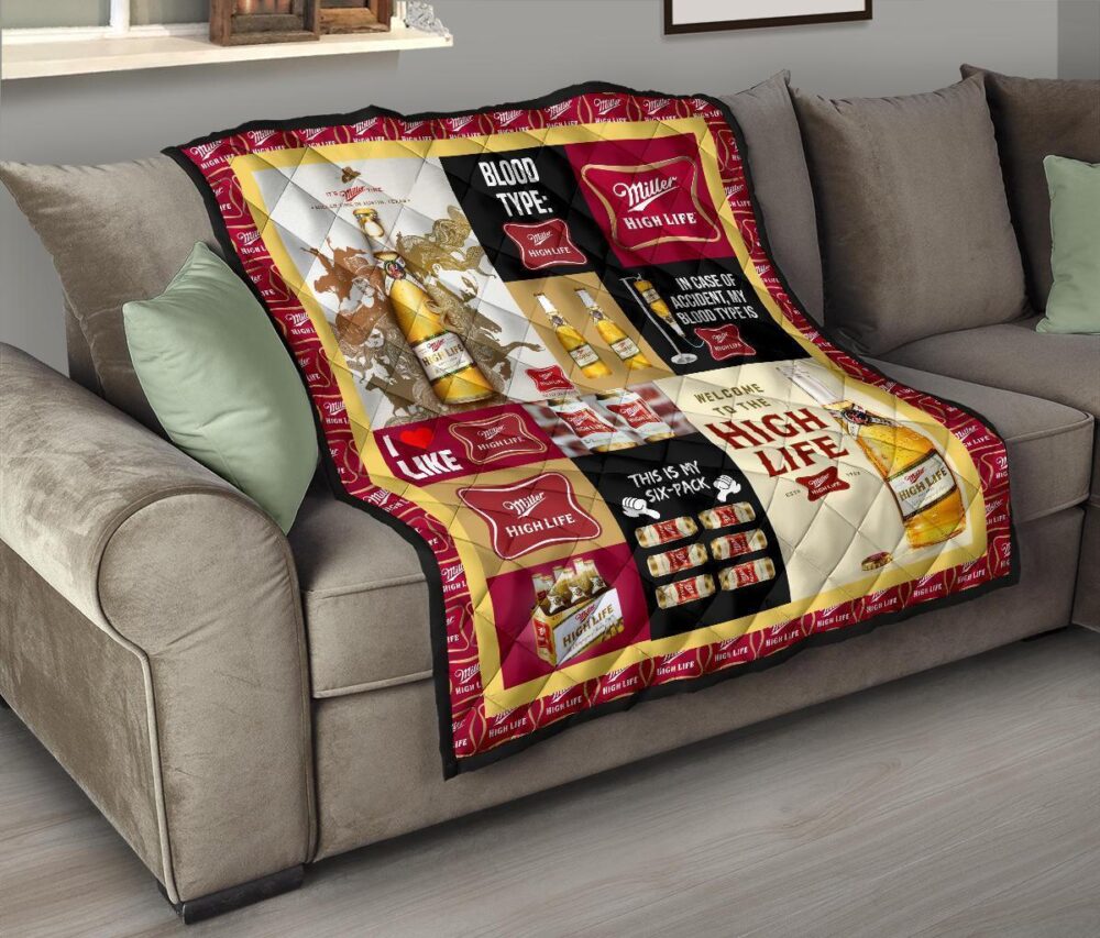 Miller High Life Quilt Blanket Funny Gift For Beer Lover