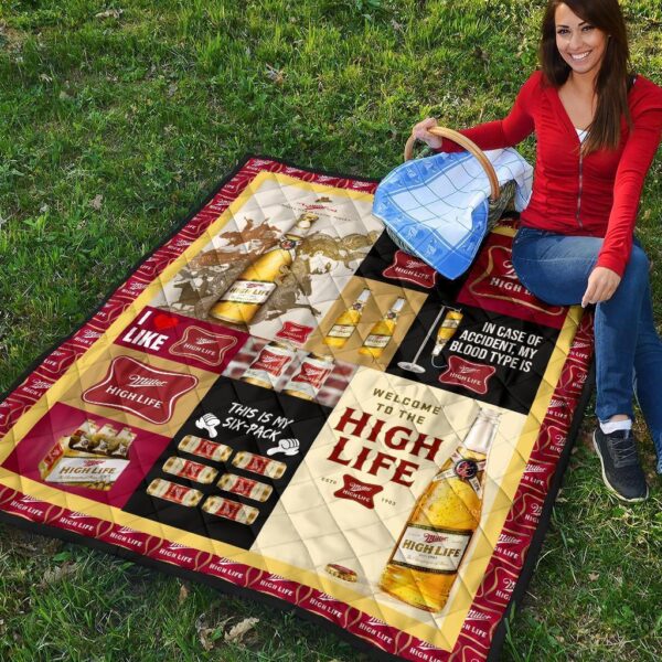 miller high life quilt blanket funny gift for beer lover gxkyx