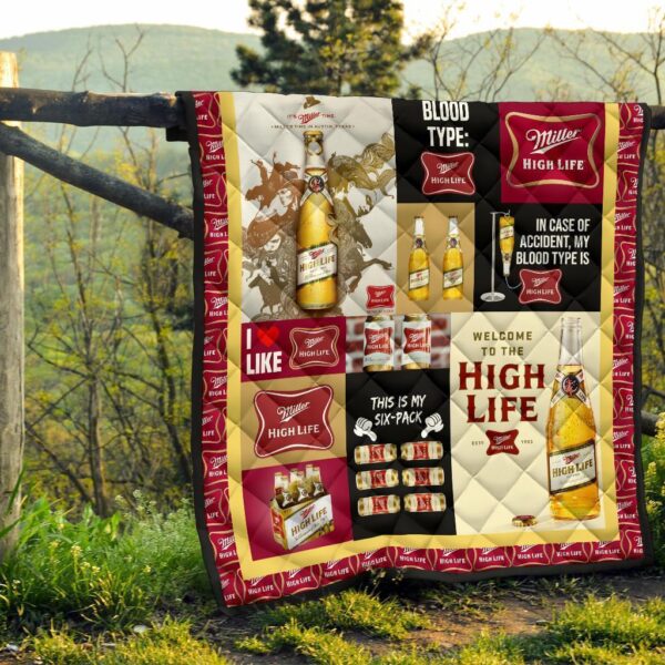 miller high life quilt blanket funny gift for beer lover lkqol