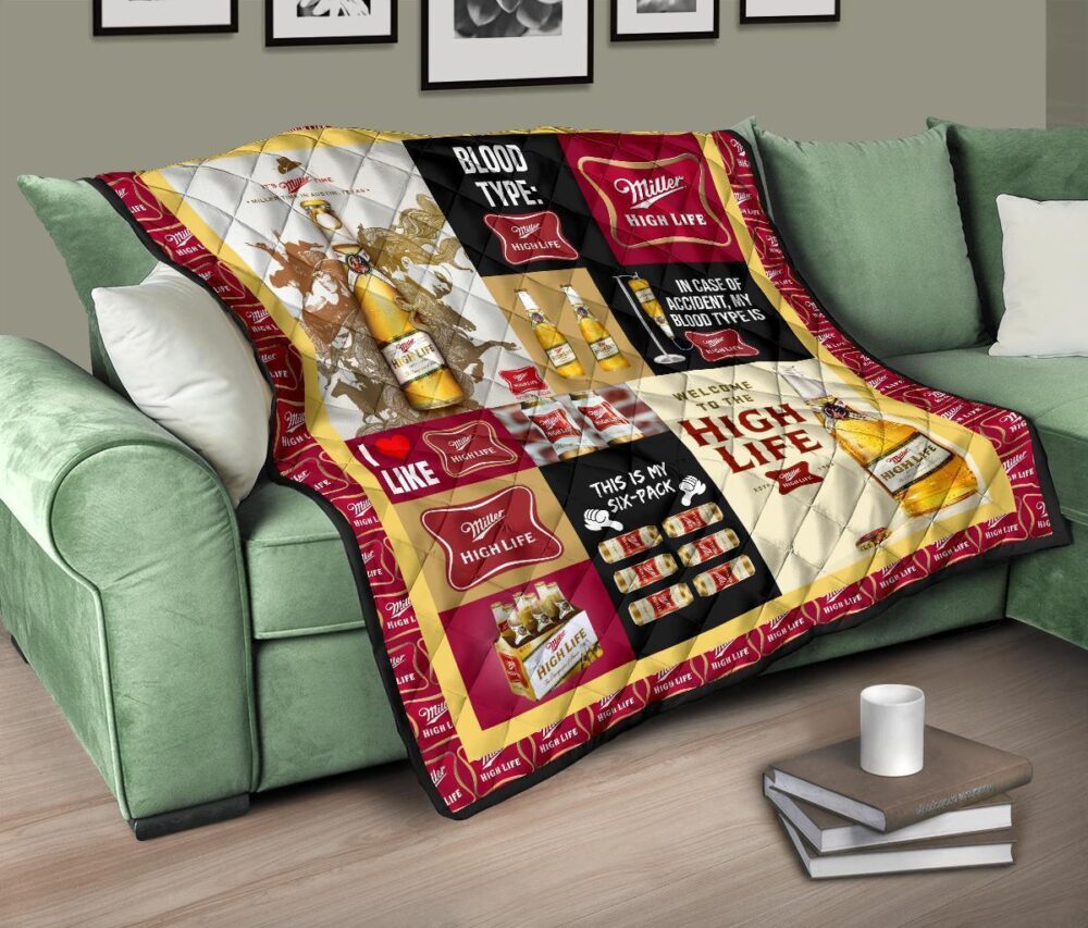 Miller High Life Quilt Blanket Funny Gift For Beer Lover