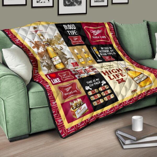 miller high life quilt blanket funny gift for beer lover ofayz