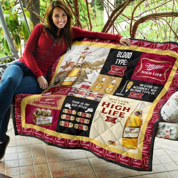 miller high life quilt blanket funny gift for beer lover ragag