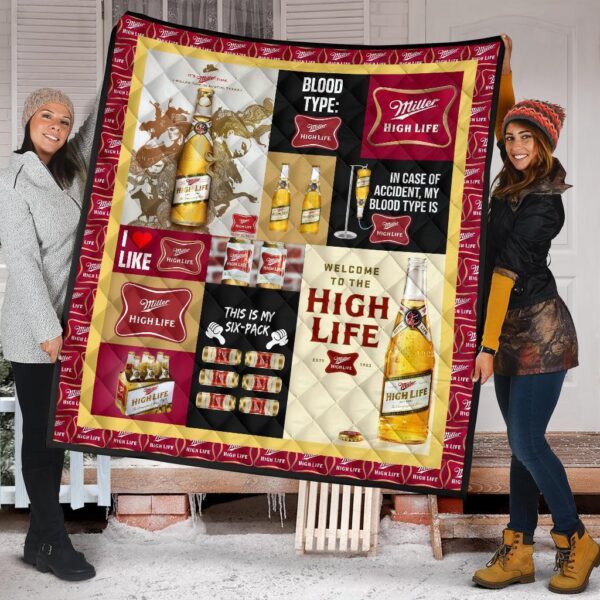 miller high life quilt blanket funny gift for beer lover rqmtk