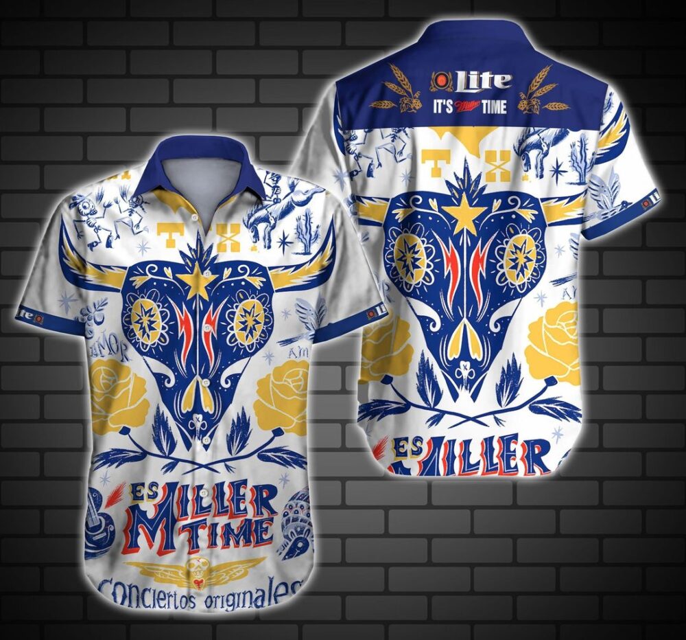 Miller Lite Hawaiian Shirt | Miller Lite Beer Summer Hawaiian Beach Shirt