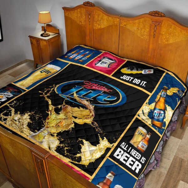 miller lite quilt blanket all i need is beer gift idea qcri4