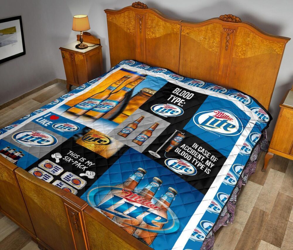 Miller Lite Quilt Blanket Funny Gift For Beer Lover