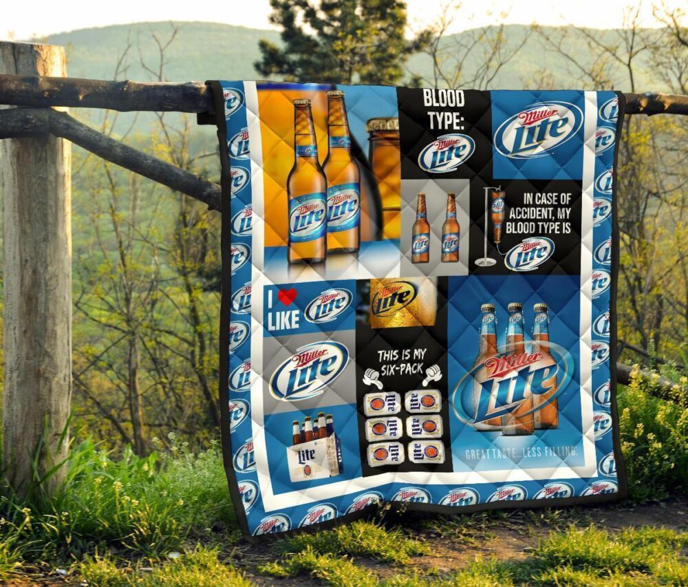 Miller Lite Quilt Blanket Funny Gift For Beer Lover