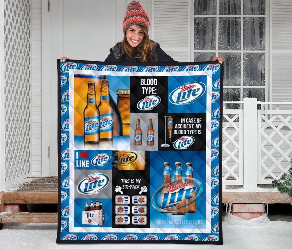 Miller Lite Quilt Blanket Funny Gift For Beer Lover