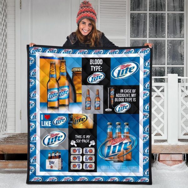 miller lite quilt blanket funny gift for beer lover cxj1v