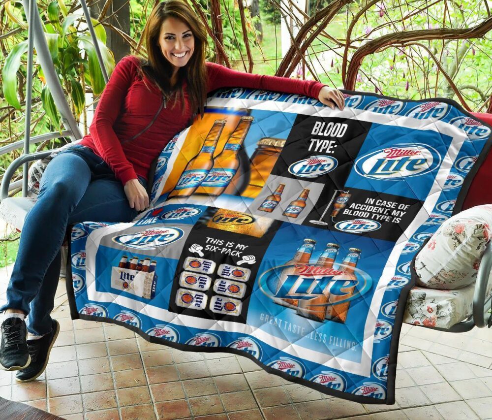 Miller Lite Quilt Blanket Funny Gift For Beer Lover