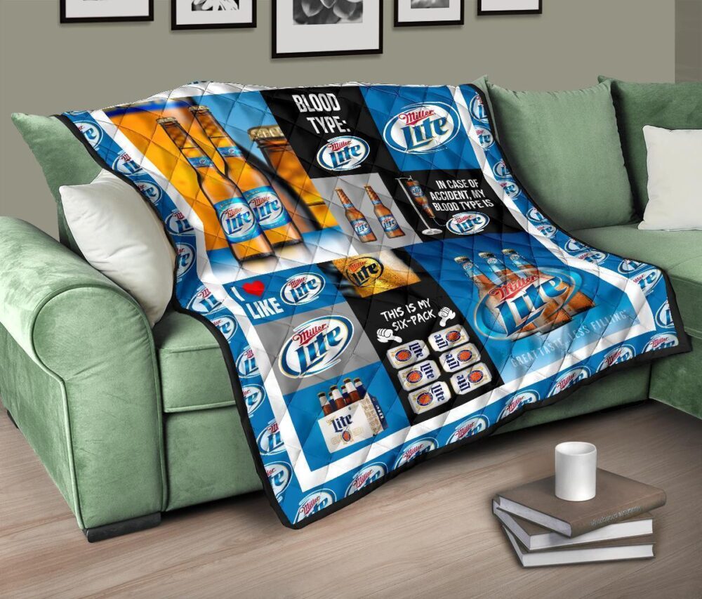 Miller Lite Quilt Blanket Funny Gift For Beer Lover