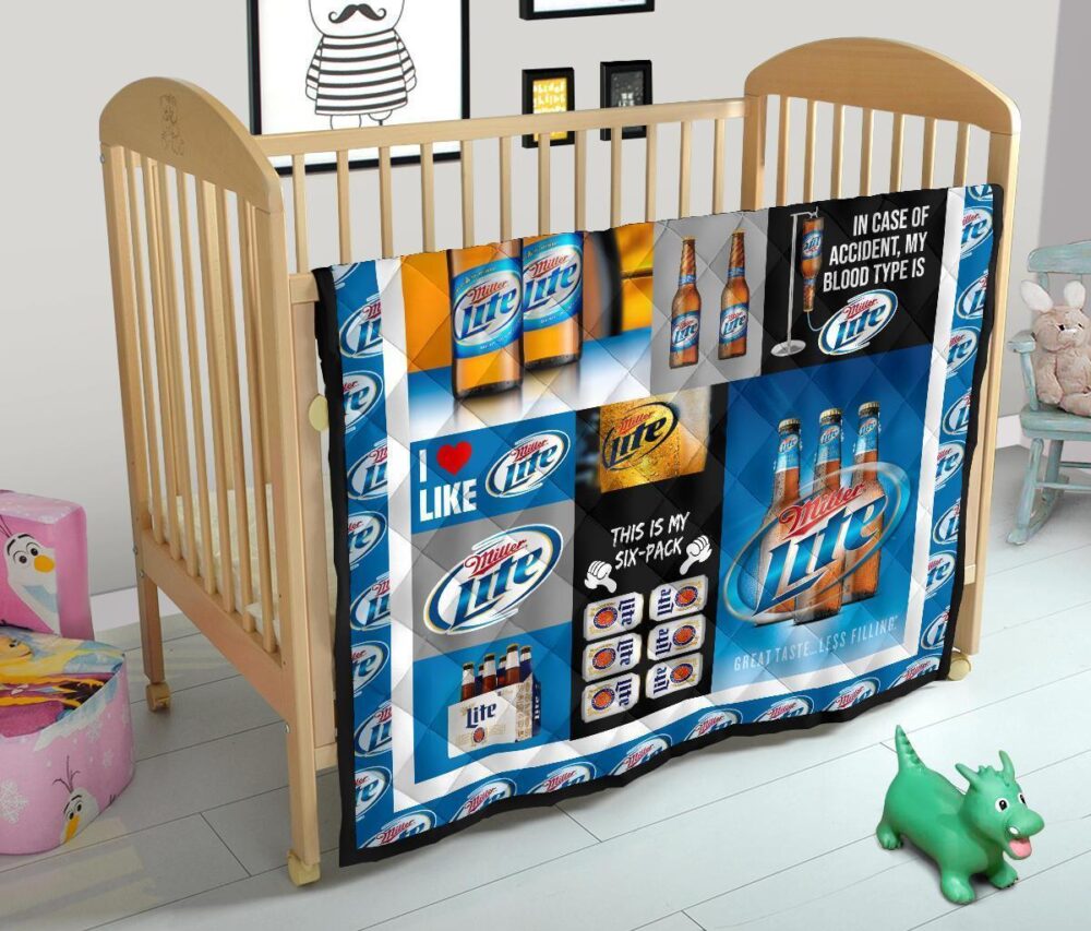 Miller Lite Quilt Blanket Funny Gift For Beer Lover