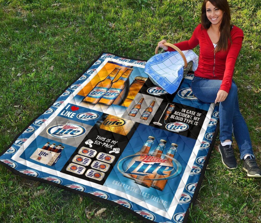 Miller Lite Quilt Blanket Funny Gift For Beer Lover