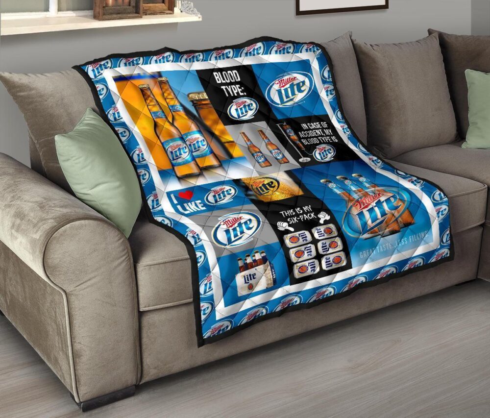 Miller Lite Quilt Blanket Funny Gift For Beer Lover