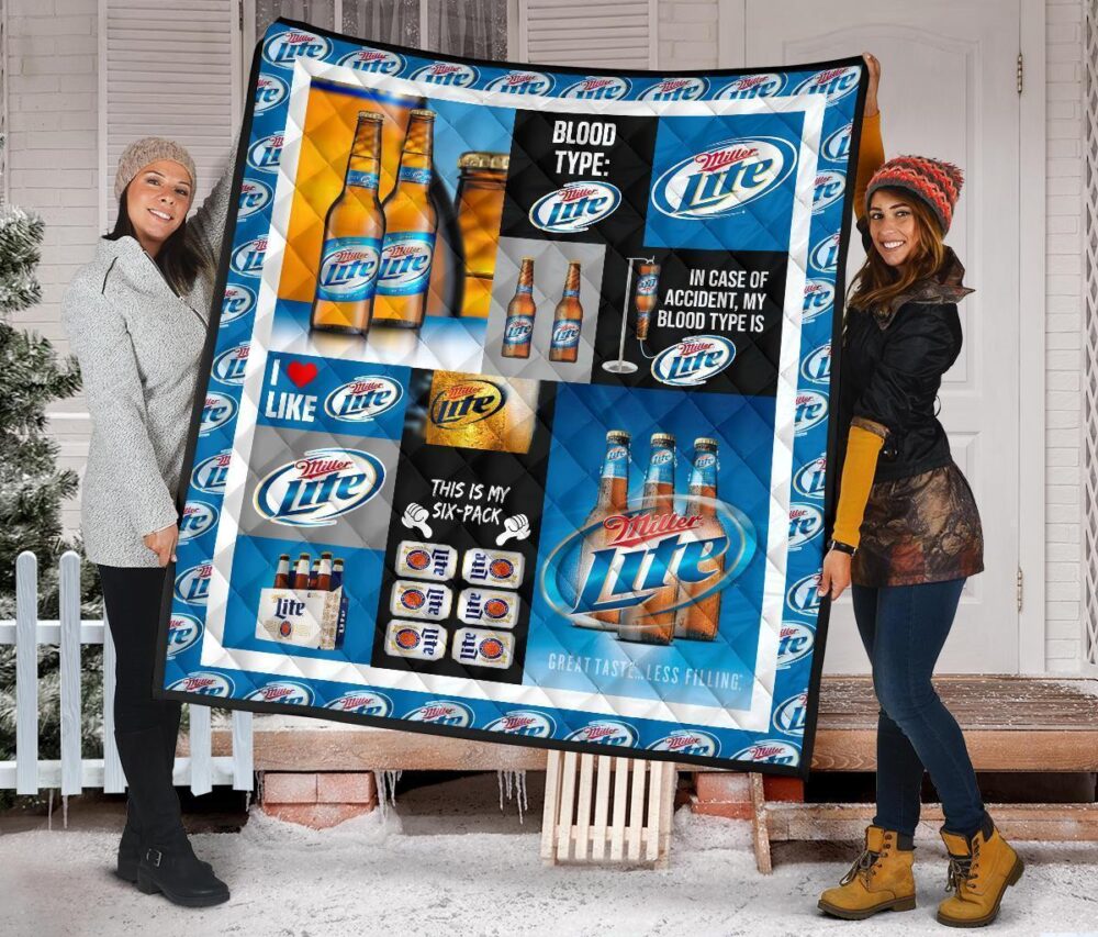 Miller Lite Quilt Blanket Funny Gift For Beer Lover