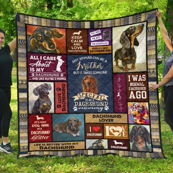 mommy dachshund quilt blanket xbt9e