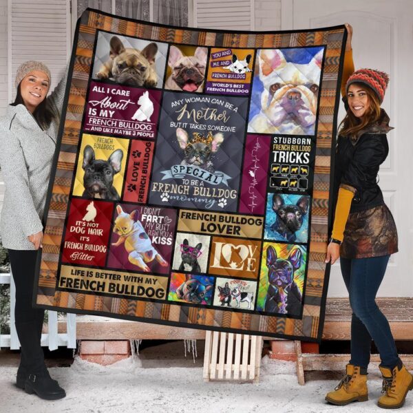 Mommy French Bulldog Quilt Blanket