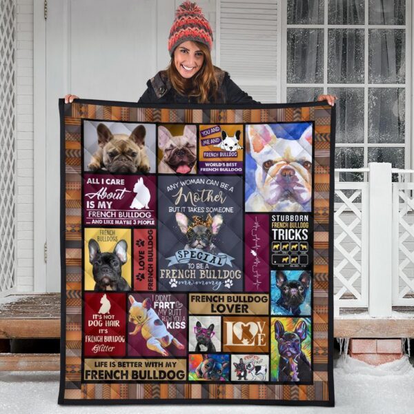 mommy french bulldog quilt blanket k5jdj