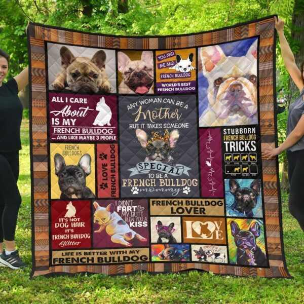 mommy french bulldog quilt blanket nk05j