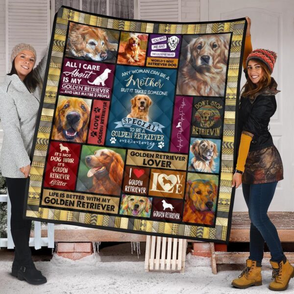 mommy golden retriever quilt blanket bgl8r