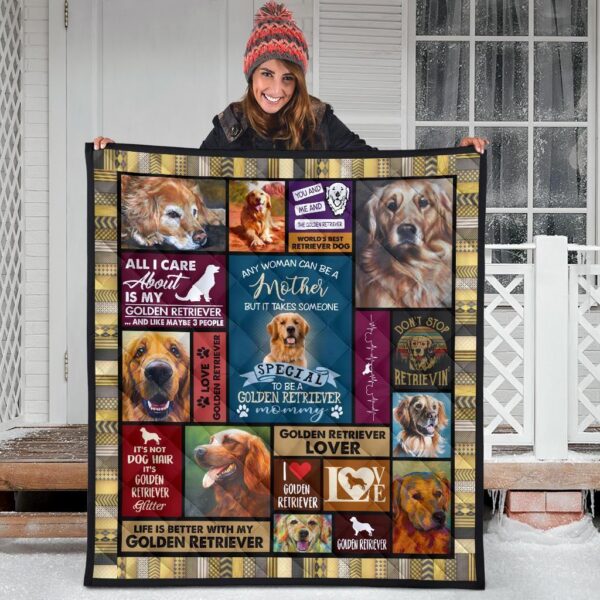 mommy golden retriever quilt blanket tsf8h