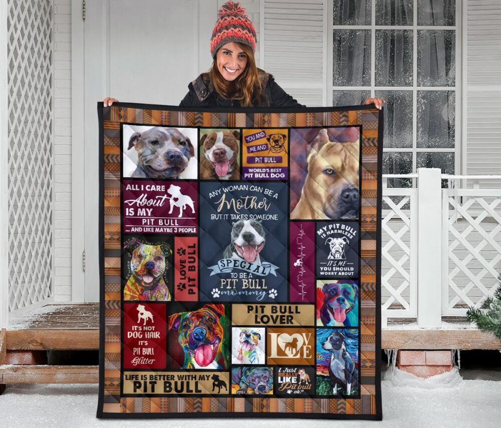 Mommy Pit Bull Quilt Blanket