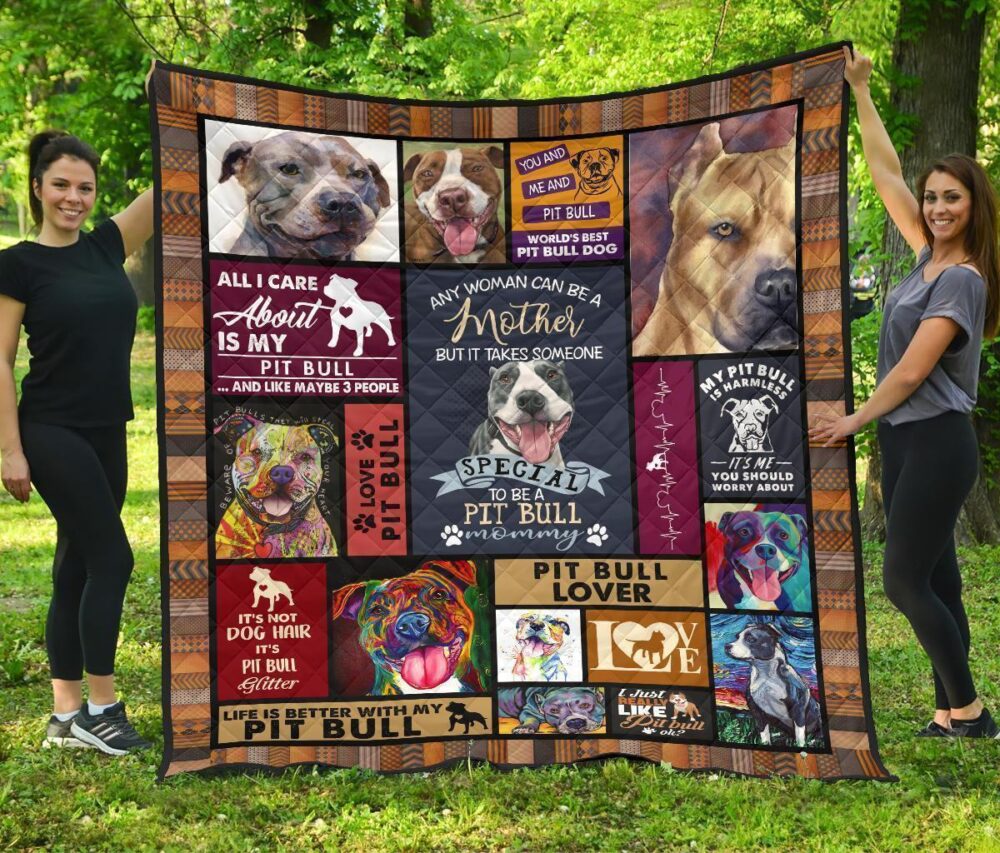 Mommy Pit Bull Quilt Blanket