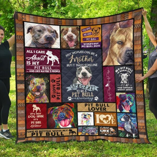 mommy pit bull quilt blanket fku72