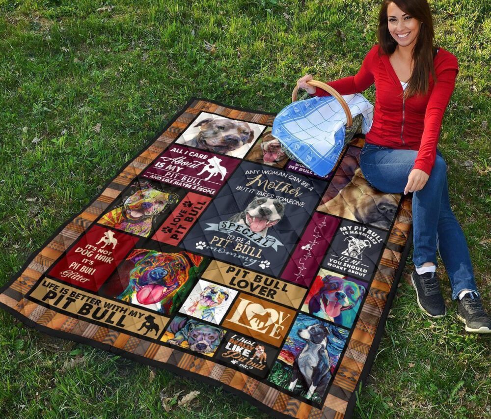 Mommy Pit Bull Quilt Blanket