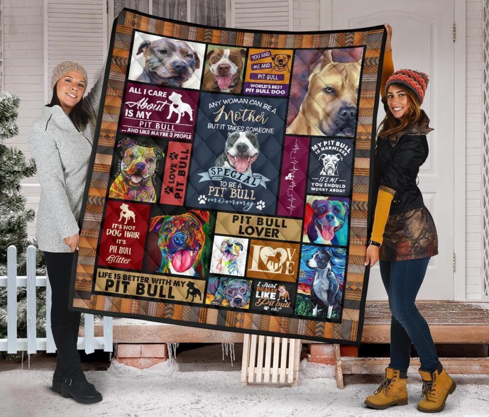 Mommy Pit Bull Quilt Blanket