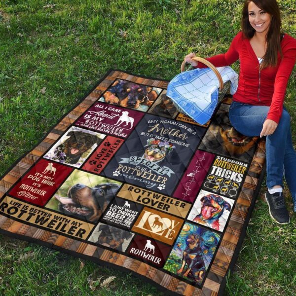 mommy rottweiler quilt blanket p1bvt