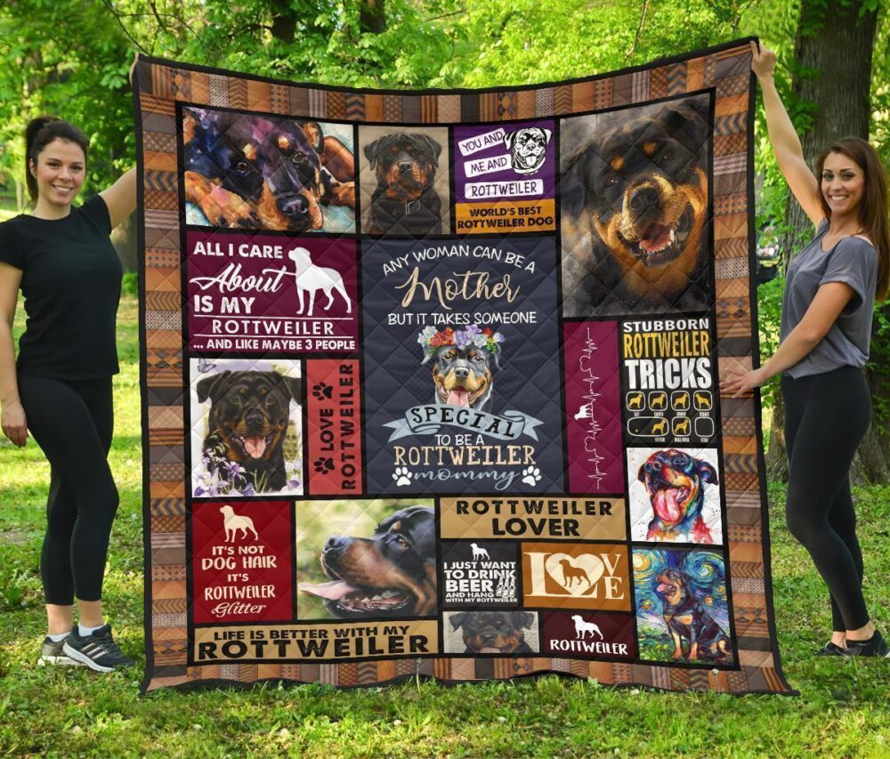 Mommy Rottweiler Quilt Blanket