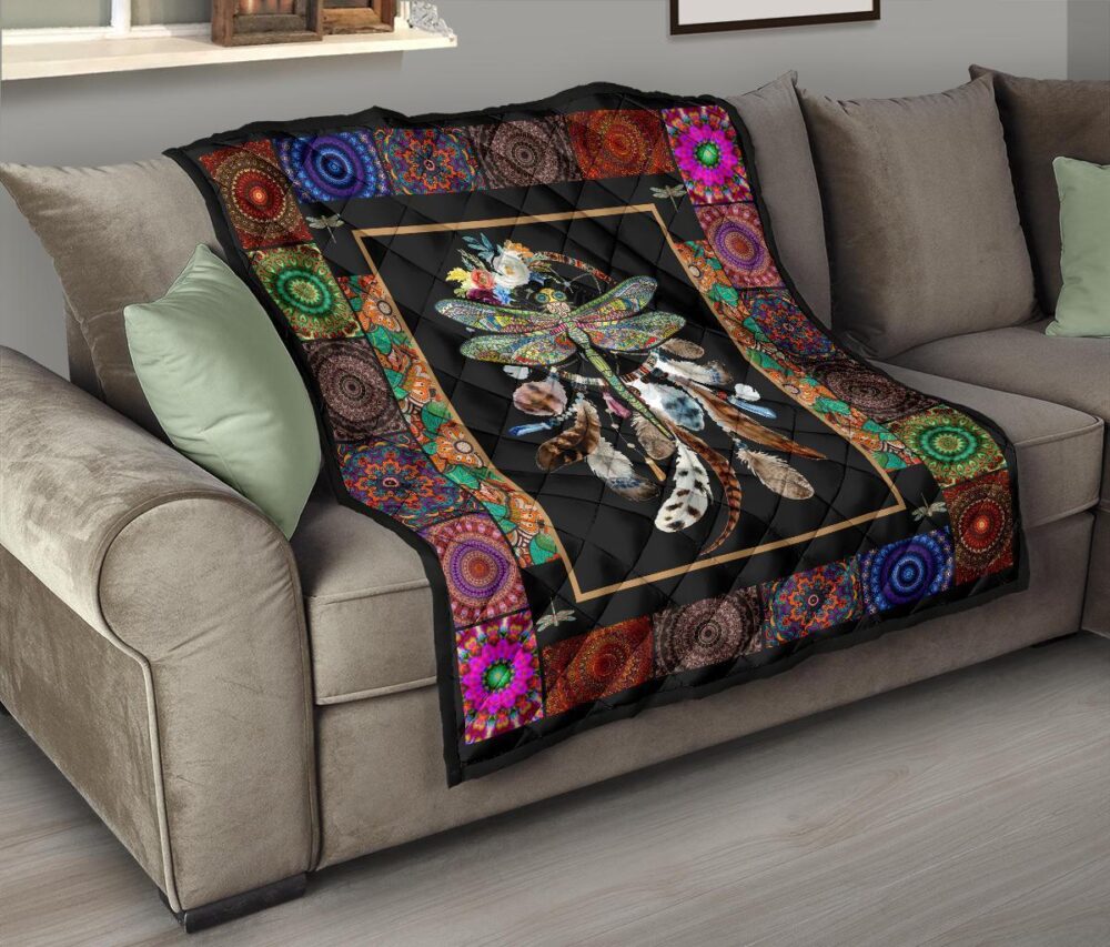 Native Dragonfly Dreamcatcher Quilt Blanket Bedding Decor Idea