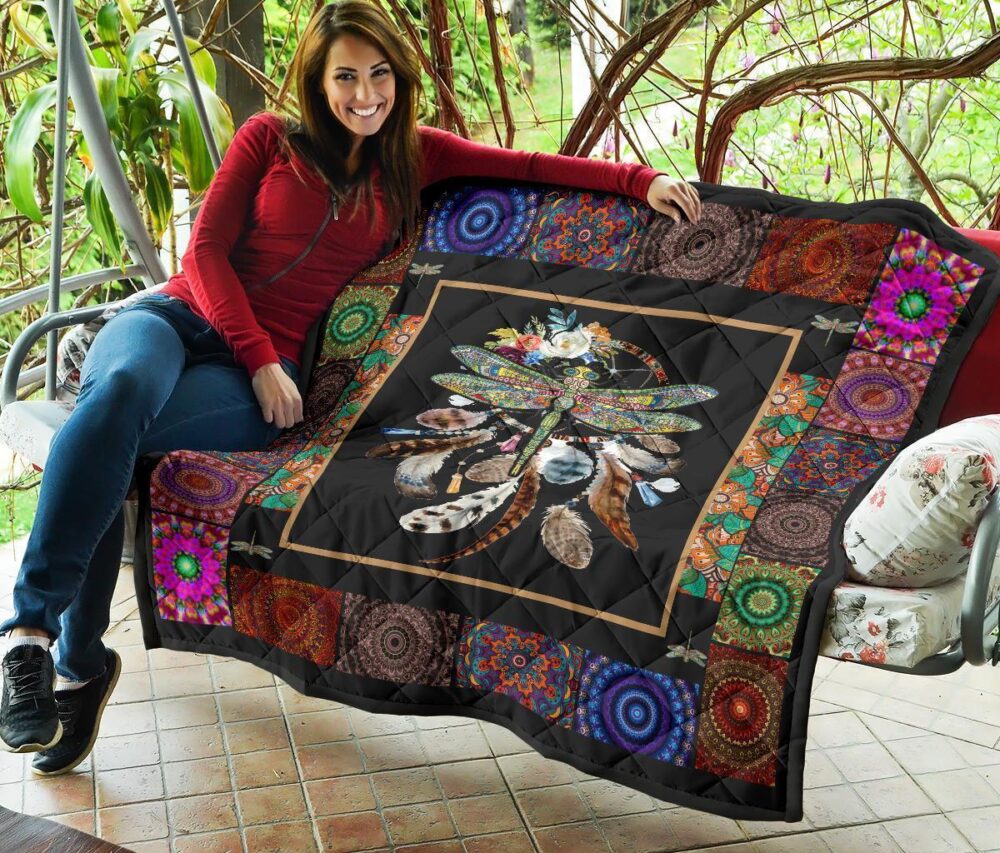 Native Dragonfly Dreamcatcher Quilt Blanket Bedding Decor Idea