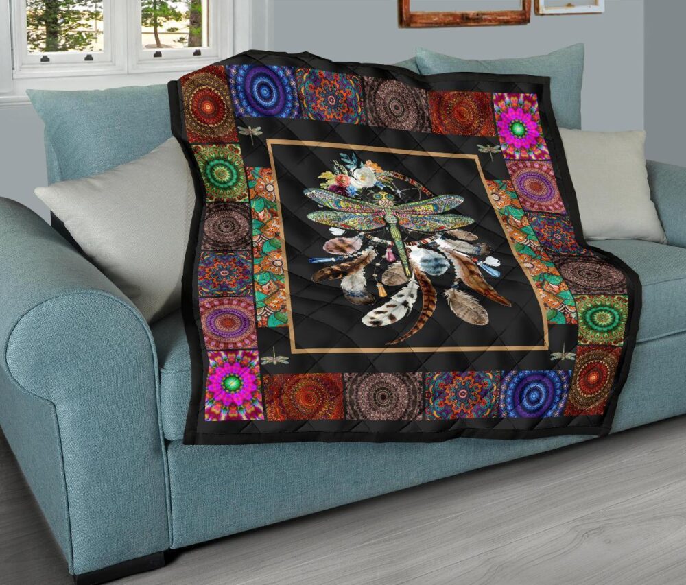 Native Dragonfly Dreamcatcher Quilt Blanket Bedding Decor Idea