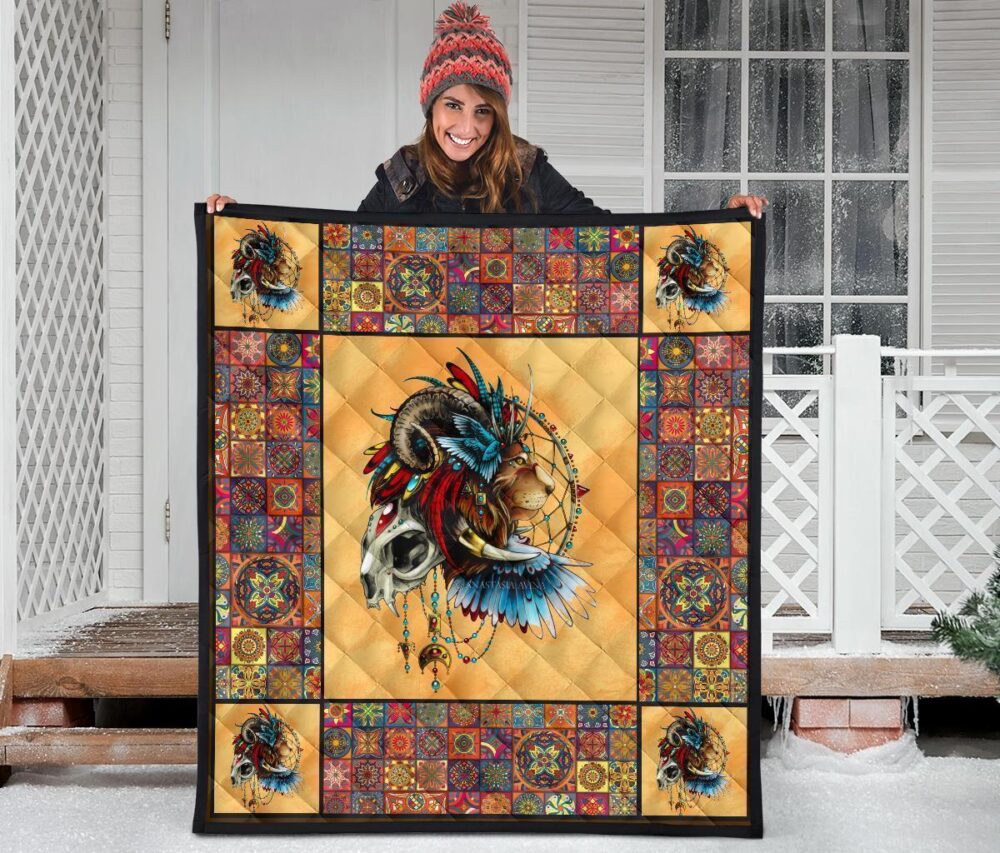 Native Lion Quilt Blanket Amazing Gift Idea