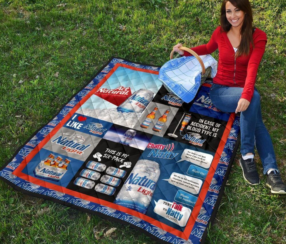 Natural Light Quilt Blanket Funny Gift For Beer Lover