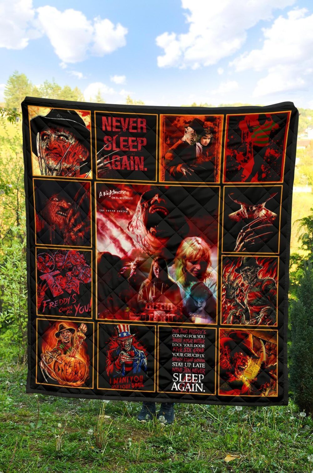 Never Sleep Again Nightmare Quilt Blanket Funny Gift Idea