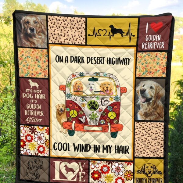 on a dark desert hippie van golden retriever quilt blanket amakt