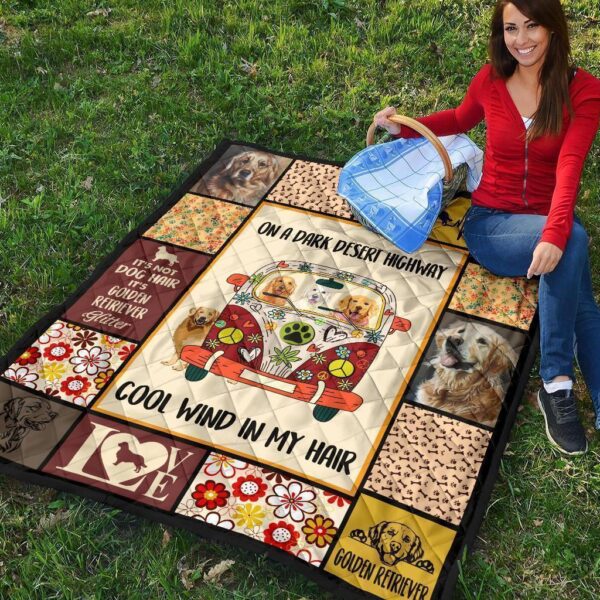 on a dark desert hippie van golden retriever quilt blanket xzumx