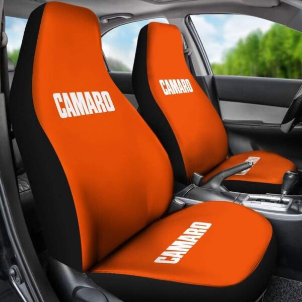 orange camaro white letter car seat covers custom car seat covers wefni