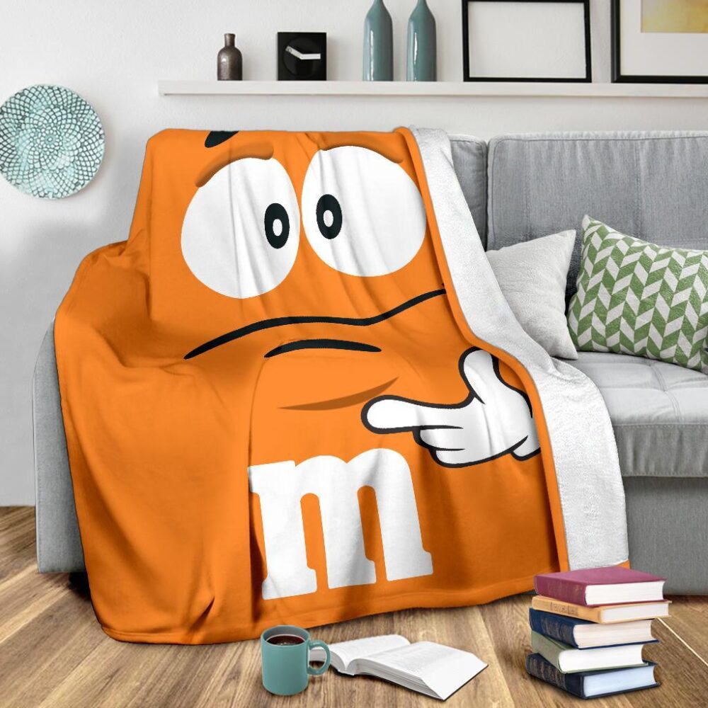 Orange M&M Fleece Blanket Funny Gift For M&M Lover FB005