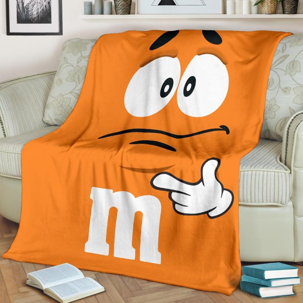 Orange M&M Fleece Blanket Funny Gift For M&M Lover FB005