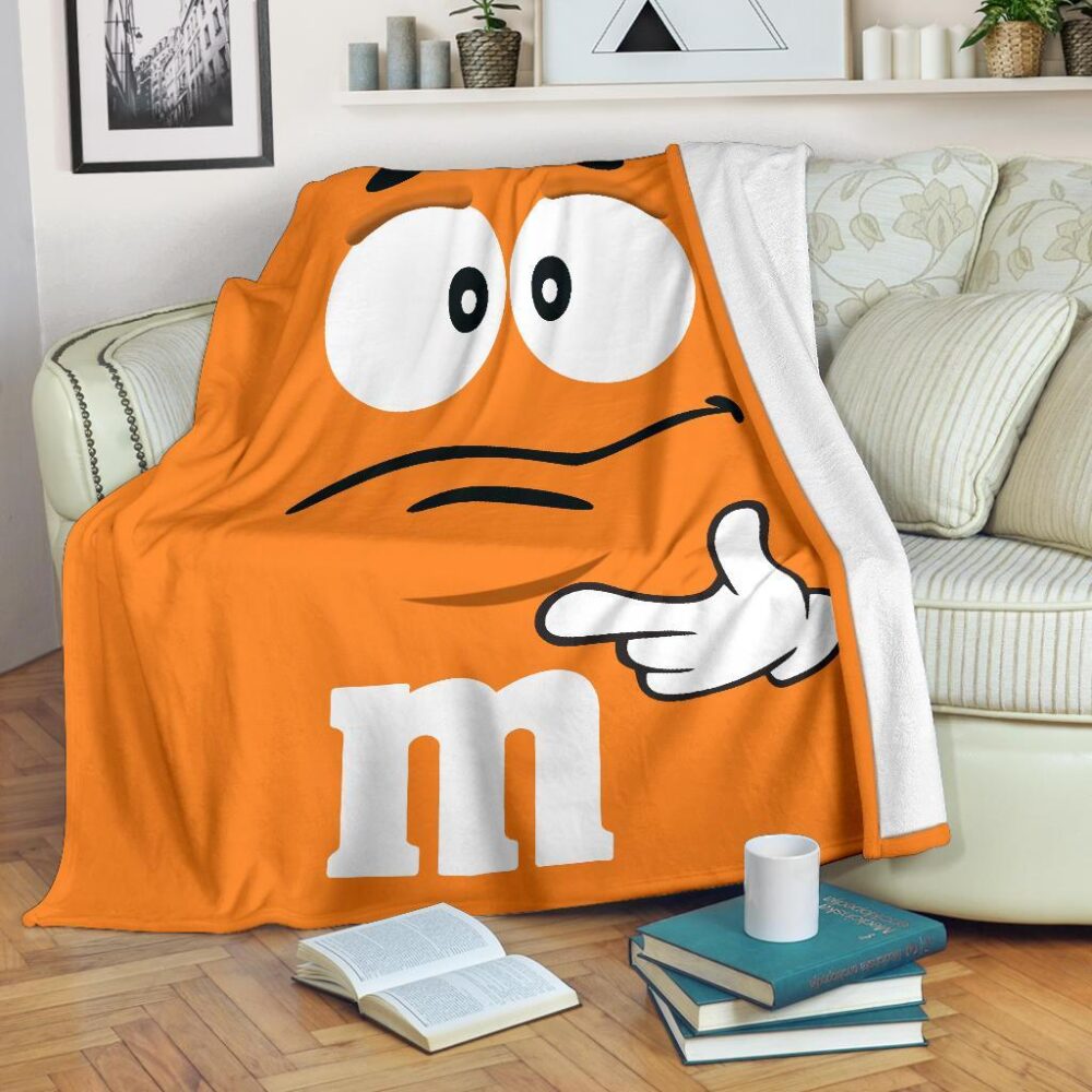 Orange M&M Fleece Blanket Funny Gift For M&M Lover FB005