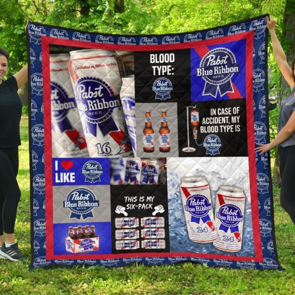 Pabst Blue Ribbon Quilt Blanket Funny Gift For Beer Lover