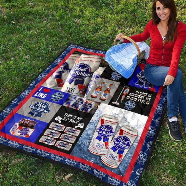 pabst blue ribbon quilt blanket funny gift for beer lover v1kmz