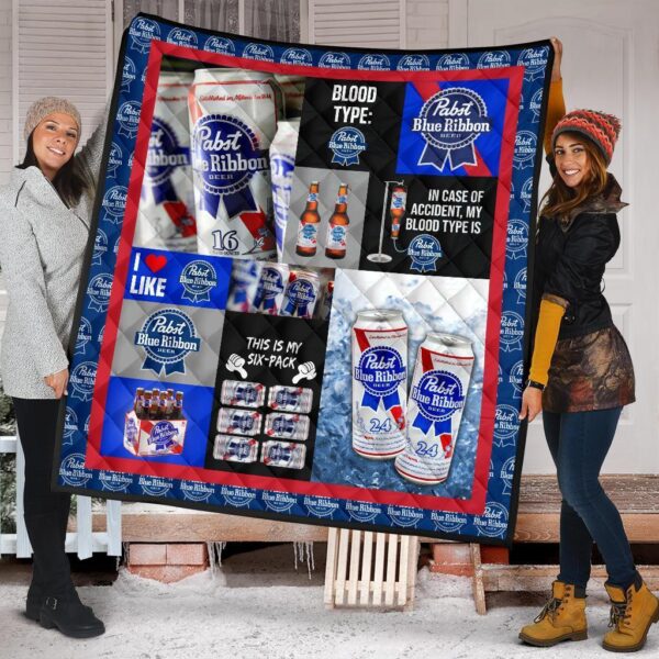 pabst blue ribbon quilt blanket funny gift for beer lover viqrk