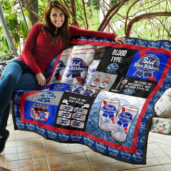 pabst blue ribbon quilt blanket funny gift for beer lover w0lmt