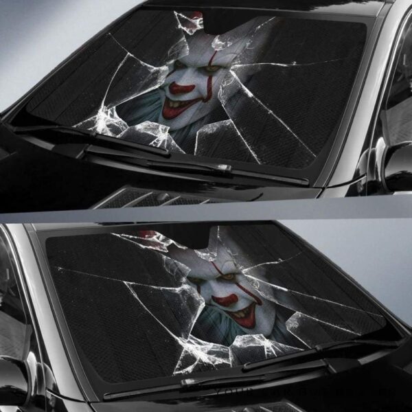 pennywise car auto sun shade horror broken glass windshield cmrr6